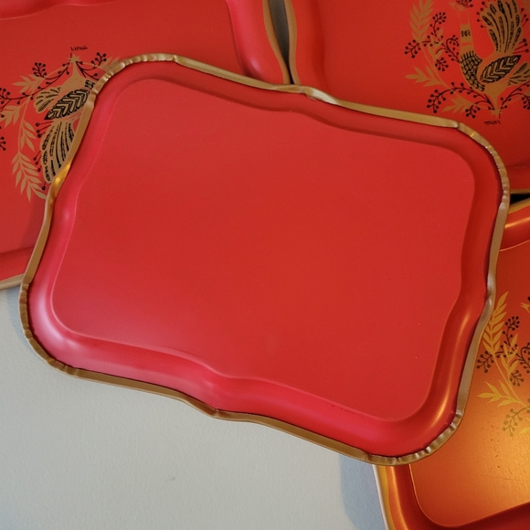Vintage Maxey Peacock Tin - Metal Trays (4) ~ Tip or Snack Tray ~ 1960s ~ VGUC - Picture 8 of 15